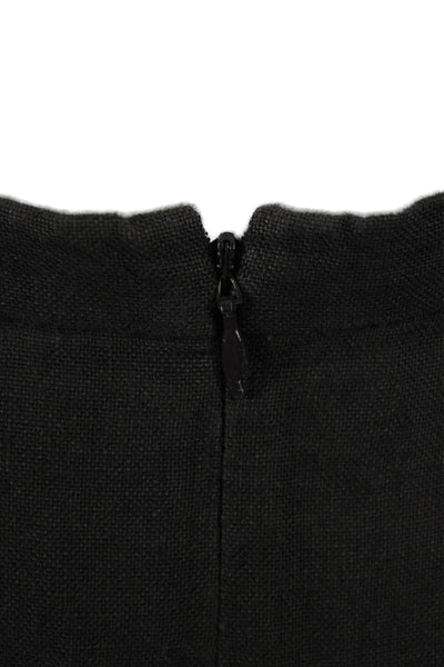 Eileen Fisher Women Black Wool Straight Pencil Midi Skirt Size L