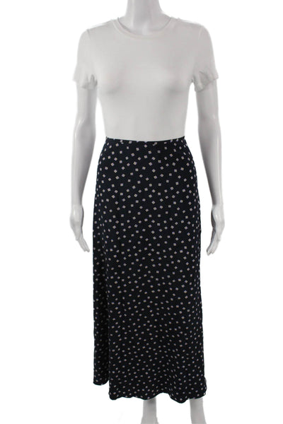 Lauren Ralph Lauren Women A-Line Maxi Skirt Dark Blue Viscose Geometric Size 10