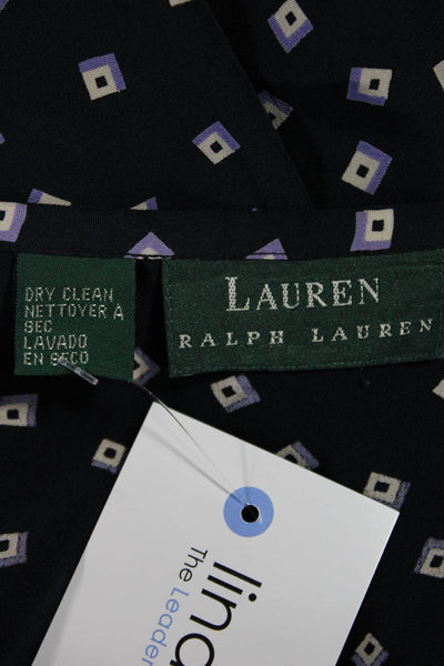 Lauren Ralph Lauren Women A-Line Maxi Skirt Dark Blue Viscose Geometric Size 10