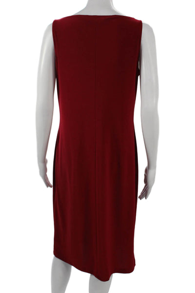 Norma Kamali Women Red Shift Tank Dress Sleeveless Round Neck Size L