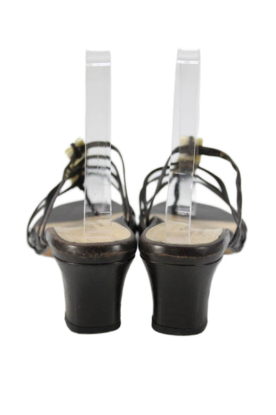 Taryn Rose Womens Leather Strappy Slide On Sandals Brown Size 39.5 9.5