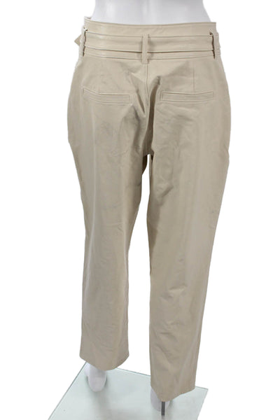 Paige Womens Cropped Dress Pants Beige Buckle 27in Size 4
