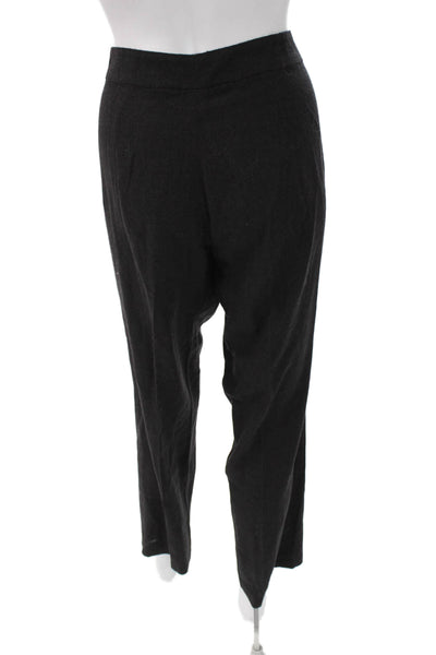 Eileen Fisher Womens Cropped Dress Pants Black Wool Hook Eye Size M
