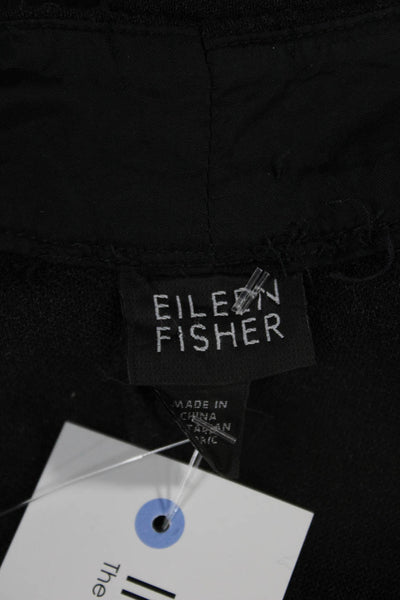Eileen Fisher Womens Cropped Dress Pants Black Wool Hook Eye Size M