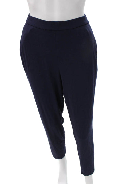 Eileen Fisher Women Cropped Ankle Pants Dark Blue Polyurethane Size M