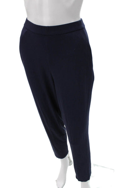 Eileen Fisher Women Cropped Ankle Pants Dark Blue Polyurethane Size M