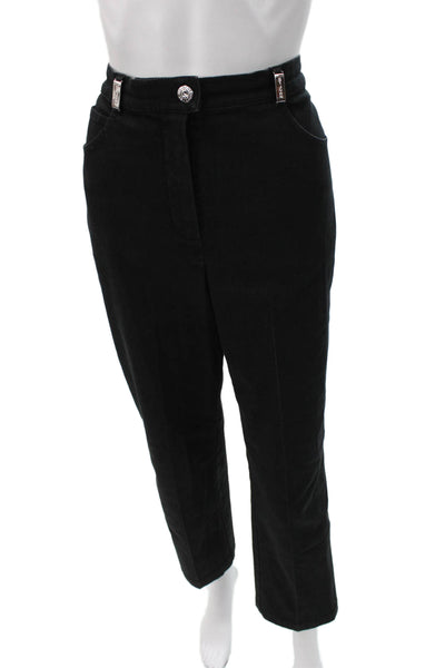 St. John Sport By Marie Gray Women Cropped Pants Black Cotton Stretch Size 8