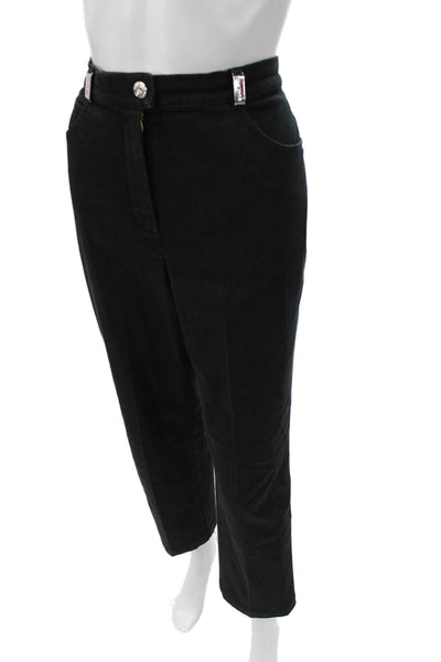 St. John Sport By Marie Gray Women Cropped Pants Black Cotton Stretch Size 8