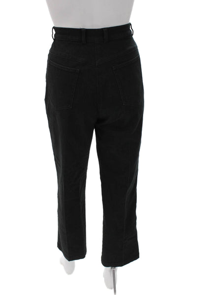 St. John Sport By Marie Gray Women Cropped Pants Black Cotton Stretch Size 8