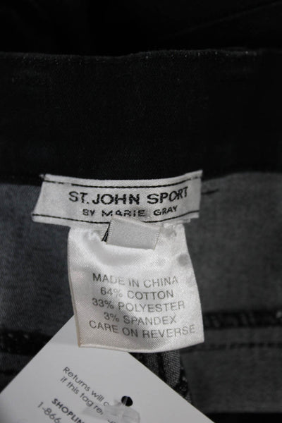 St. John Sport By Marie Gray Women Cropped Pants Black Cotton Stretch Size 8