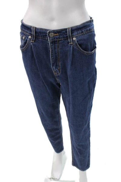 Levis Womens Mom Tapered Dark Blue Jeans Mid Rise Inseam 26 Size 30