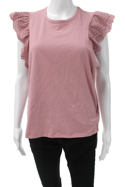 Joes Womens Basic Pink Cotton Round Neck Short Sleeve T-Shirt Size L