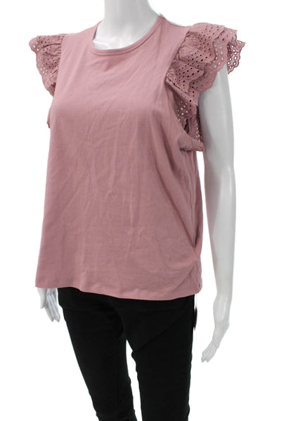 Joes Womens Basic Pink Cotton Round Neck Short Sleeve T-Shirt Size L