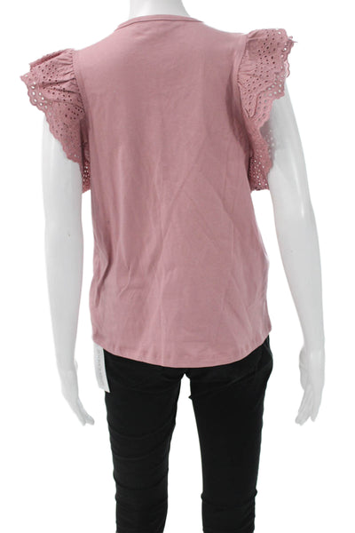 Joes Womens Basic Pink Cotton Round Neck Short Sleeve T-Shirt Size L