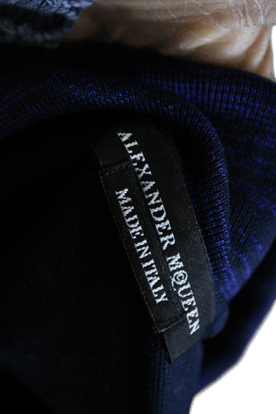 Alexander McQueen Mens Polo Collared Short Sleeve Dark Blue Graphic Size XL
