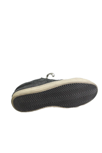 P448 Womens Suede Low Top Sneakers Black Silver Size 38 8