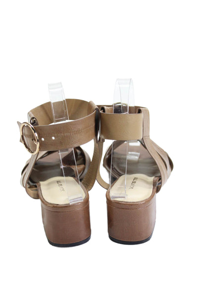 All Black Womens Leather Cross Strap Slingbacks Sandals Brown Size 38.5 8.5