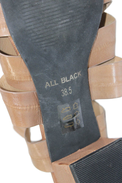 All Black Womens Leather Cross Strap Slingbacks Sandals Brown Size 38.5 8.5