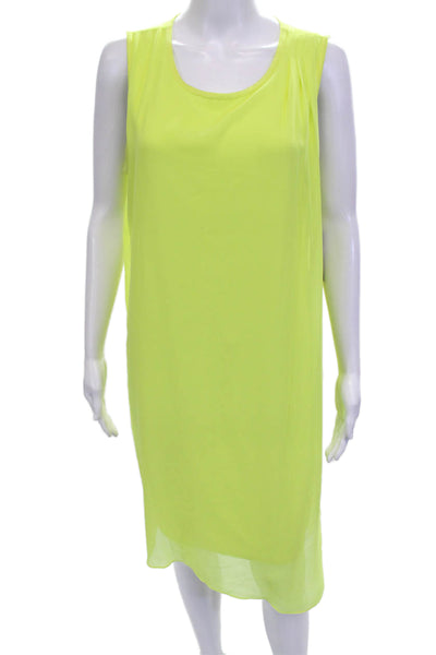 Vince Camuto Women Shift Tank Dress Yellow Sleeveless Round Neck Size M