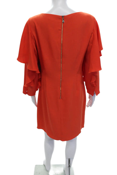 Laundry by Shelli Segal Women Shift Dress Orange Long Sleeve Round Neck Size 8