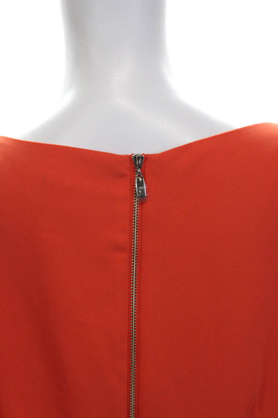 Laundry by Shelli Segal Women Shift Dress Orange Long Sleeve Round Neck Size 8