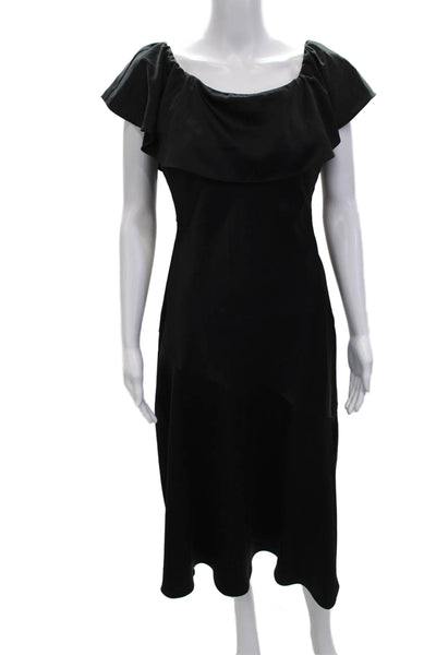 Sam Edelman Women Black A-Line Maxi Dress Short Sleeve Zip Size 8