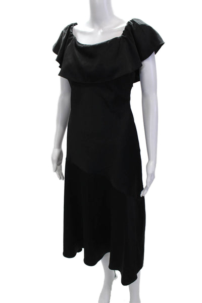Sam Edelman Women Black A-Line Maxi Dress Short Sleeve Zip Size 8