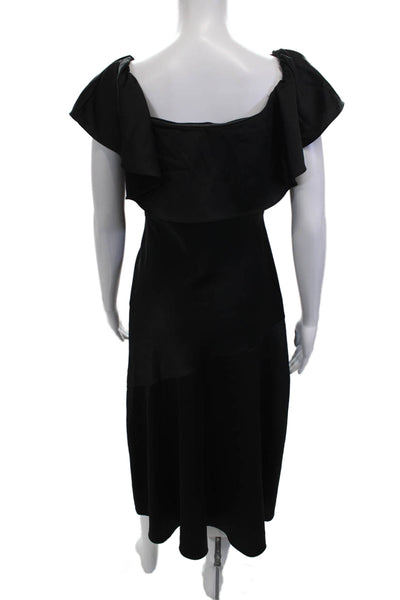 Sam Edelman Women Black A-Line Maxi Dress Short Sleeve Zip Size 8