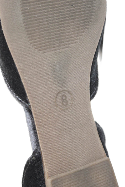 Faryl Robin Womens Velvet Jeweled Ankle Strap Ballet Flats Grey Size 8
