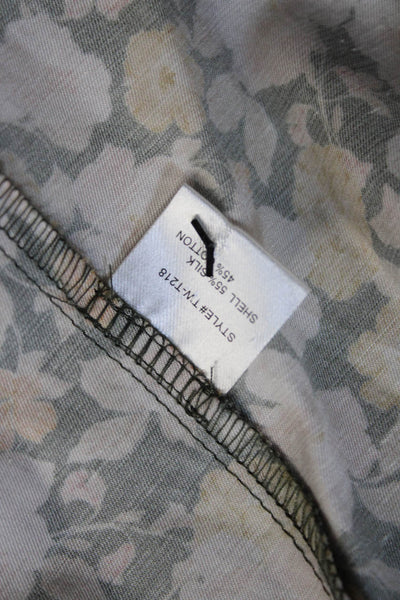 The Westside Womens Black Floral V Neck Long Sleeve Blouse Size S