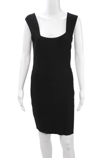 Alice + Olivia Women Bodycon Sheath Dress Black Square Neck Sleeveless Size 2