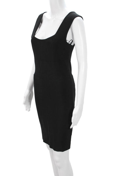 Alice + Olivia Women Bodycon Sheath Dress Black Square Neck Sleeveless Size 2