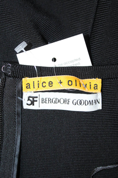 Alice + Olivia Women Bodycon Sheath Dress Black Square Neck Sleeveless Size 2