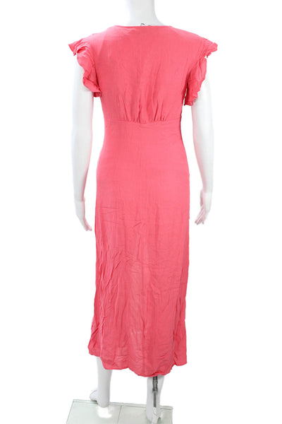 BB Dakota Womens Shirt Dress Pink V-Neck Midi Short Sleeve Polyester Size 0