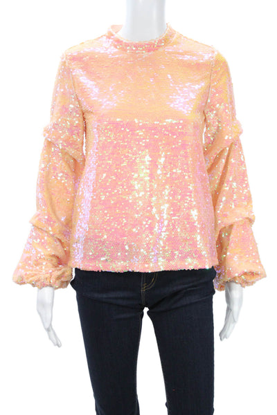 Endless Rose Womens Pink Mock Neck Long Sleeve Polyester Blouse Size XS