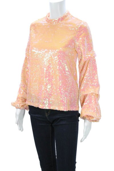 Endless Rose Womens Pink Mock Neck Long Sleeve Polyester Blouse Size XS