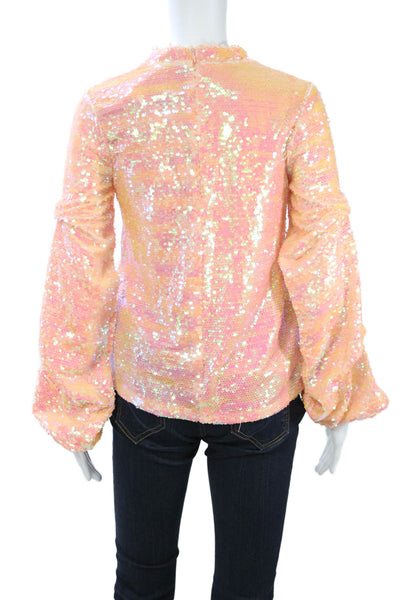 Endless Rose Womens Pink Mock Neck Long Sleeve Polyester Blouse Size XS