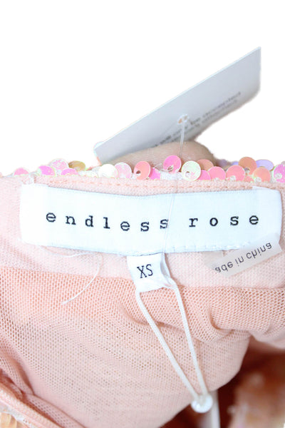 Endless Rose Womens Pink Mock Neck Long Sleeve Polyester Blouse Size XS
