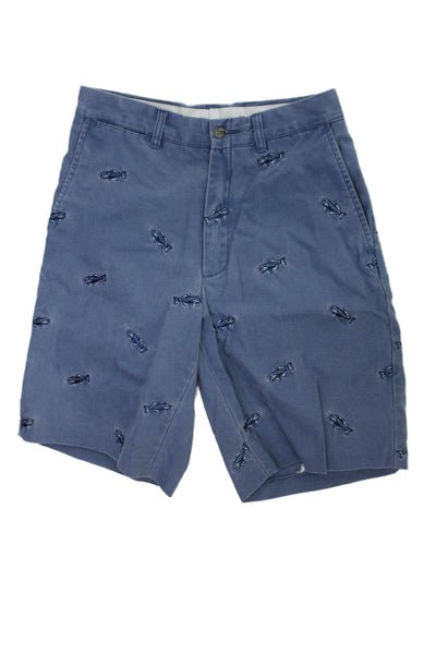 Murrays Toggery Shop Mens Bermuda Chino Shorts Blue Fish Graphic Cotton Size 28