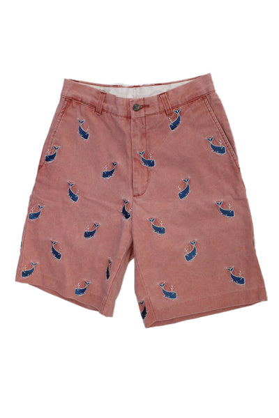Murrays Toggery Shop Mens Chino Shorts Red Animal Print Cotton Button Size 28