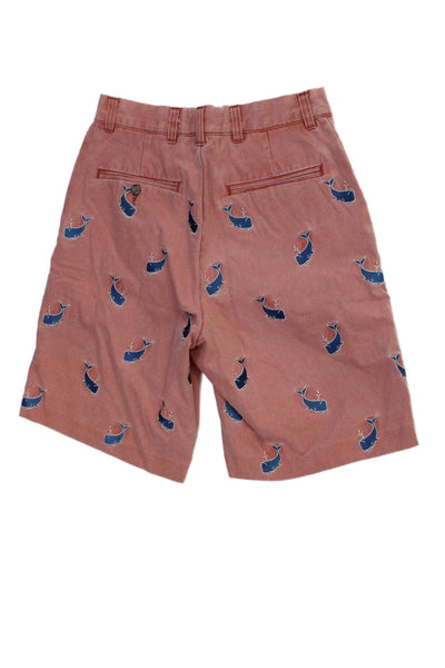 Murrays Toggery Shop Mens Chino Shorts Red Animal Print Cotton Button Size 28