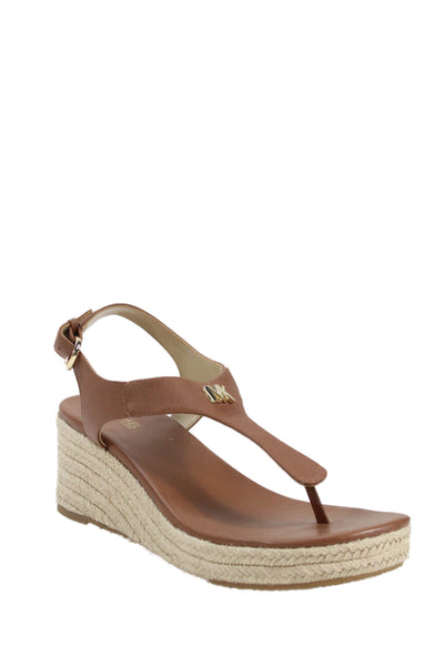 Michael Michael Kors Womens Faux Leather Laney Thong Heels Shoes Brown Size 9M