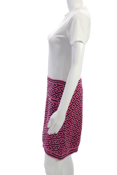 Versace Womens Cardigan Pink Cotton Geometric Button Long Sleeve Size 46 48