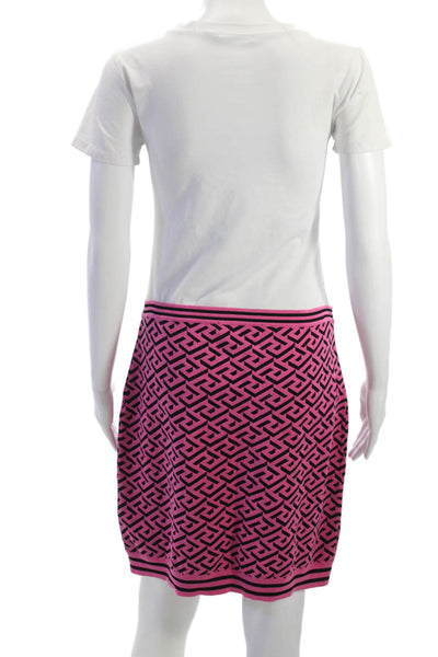 Versace Womens Cardigan Pink Cotton Geometric Button Long Sleeve Size 46 48
