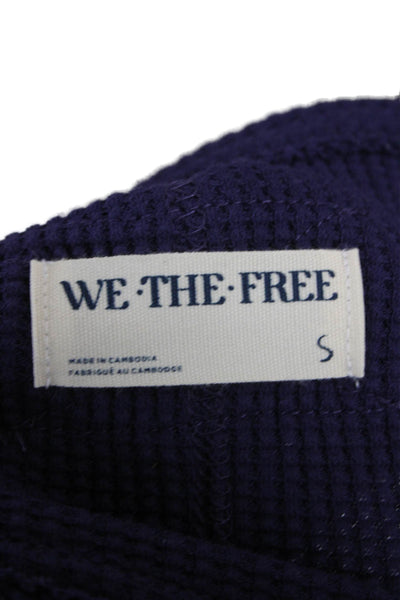 We The Free Women Purple Cotton Crew Neck Long Sleeve Basic T-Shirt Size S