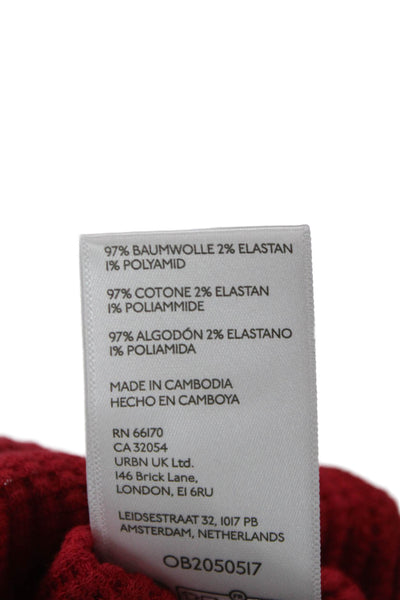 We The Free Women Basic Red Cotton Long Sleeve T-Shirt Round Neck Size S