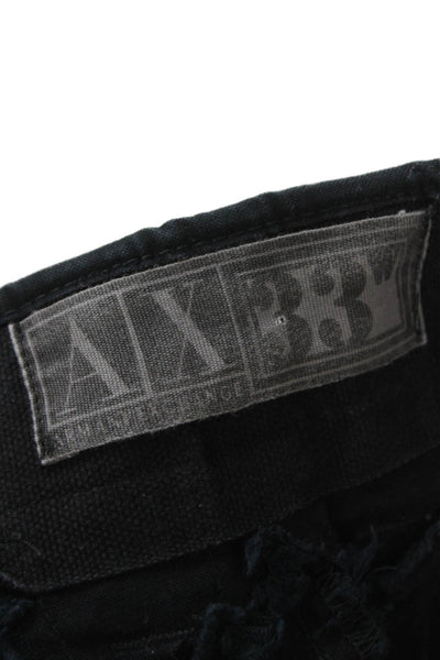 Armani Exchange Mens Cargo Shorts Black Cotton Button Closure Size 34