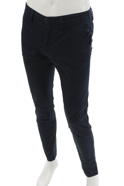 Armani Exchange Men Chino Pants Blue Cotton Blend Button Size 29