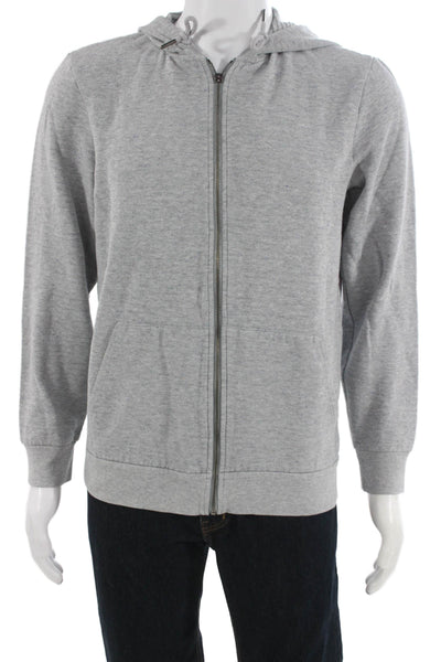 Armani Exchange Mens Full Zip Hoodie Gray Cotton Drawstring Size L