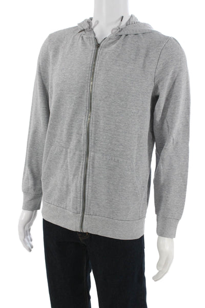 Armani Exchange Mens Full Zip Hoodie Gray Cotton Drawstring Size L